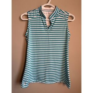 Fairways Deluxe Dri Sleeveless Striped Golf Polo Top Womens Small Preppy Coastal